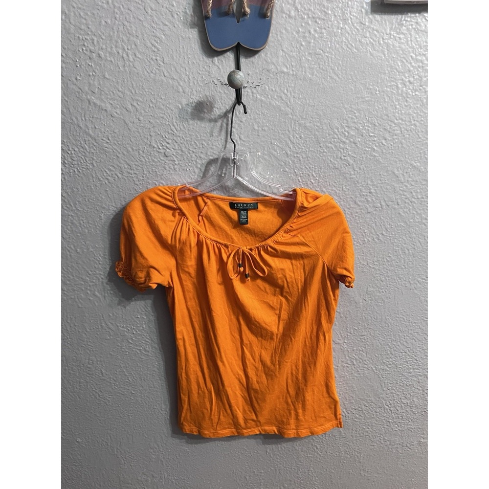 Lauren Ralph Lauren Women's Orange Short Sleeve Size XS V Neck  Pullover